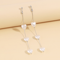 1 Pair Elegant Modern Style Simple Style Heart Shape Imitation Pearl Alloy Drop Earrings main image 3