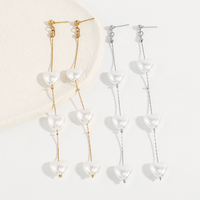 1 Pair Elegant Modern Style Simple Style Heart Shape Imitation Pearl Alloy Drop Earrings main image 4