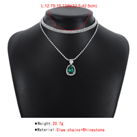 Modern Style Simple Style Water Droplets Titanium Steel Rhinestones Double Layer Necklaces main image 2