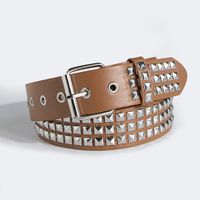 Punk Solid Color Pu Leather Iron Women'S Leather Belts sku image 8