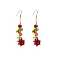 1 Pair Christmas Colorful Flower Plating Artificial Crystal Alloy Ear Hook sku image 1