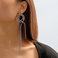 1 Pair Modern Style Simple Style Shiny Tassel Inlay Alloy Rhinestones Drop Earrings main image 5