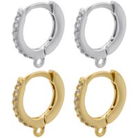 1 Pair Casual Simple Style Classic Style Round Plating Inlay Copper Zircon 18k Gold Plated Hoop Earrings main image 1