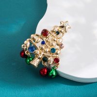 Cute Sweet Christmas Tree Bow Knot Snowman Alloy Enamel Plating Inlay Rhinestones Unisex Brooches 1 Piece main image 3