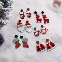 Wholesale Jewelry Vintage Style Christmas Tree Santa Claus Elk Arylic Sequins Drop Earrings main image 1