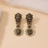 1 Pair Classical Retro Lion Plating Alloy Gold Plated Drop Earrings main image 3