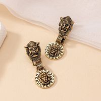 1 Pair Classical Retro Lion Plating Alloy Gold Plated Drop Earrings main image 5