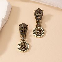 1 Pair Classical Retro Lion Plating Alloy Gold Plated Drop Earrings main image 6