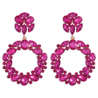 1 Pair Glam Luxurious Simple Style Circle Alloy Rhinestone Drop Earrings sku image 3