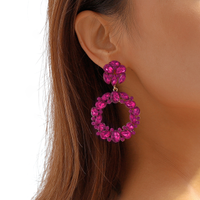 1 Pair Glam Luxurious Simple Style Circle Alloy Rhinestone Drop Earrings main image 1