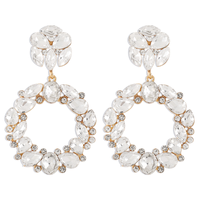 1 Pair Glam Luxurious Simple Style Circle Alloy Rhinestone Drop Earrings sku image 1