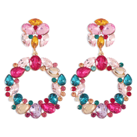 1 Pair Glam Luxurious Simple Style Circle Alloy Rhinestone Drop Earrings sku image 2