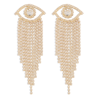 1 Pair Glam Simple Style Shiny Eye Inlay Alloy Rhinestones Drop Earrings sku image 1