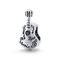 Simple Style Guitar Round Sterling Silver Inlay Zircon Jewelry Accessories sku image 1