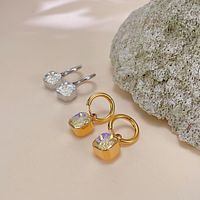 Simple Style Square 304 Stainless Steel Glass Drop Earrings main image 2