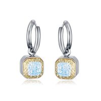 Simple Style Square 304 Stainless Steel Glass Drop Earrings sku image 2