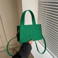 Women's Medium Suede Solid Color Basic Square Magnetic Buckle Shoulder Bag Handbag Crossbody Bag sku image 6