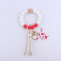 Korean Style Animal Wood Silica Gel Metal Beaded Unisex Keychain sku image 2