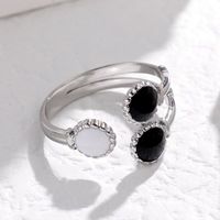 Elegant Streetwear Asymmetrical Stainless Steel Enamel Plating Open Rings main image 5