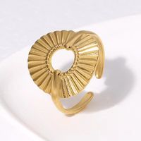 Simple Style Heart Shape Flower Stainless Steel Plating Open Rings sku image 3