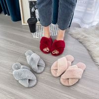 Women's Casual Solid Color Open Toe Cotton Slippers main image 4