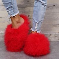 Women's Casual Solid Color Round Toe Plush Slippers sku image 1