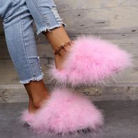 Women's Casual Solid Color Round Toe Plush Slippers sku image 19