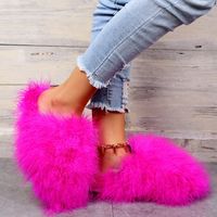 Women's Casual Solid Color Round Toe Plush Slippers sku image 16