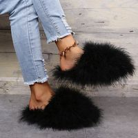 Women's Casual Solid Color Round Toe Plush Slippers sku image 10
