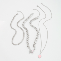 Modern Style Sweet Simple Style Heart Shape Alloy Enamel Inlay Rhinestones Women's Necklace main image 6