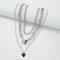 Modern Style Sweet Simple Style Heart Shape Alloy Enamel Inlay Rhinestones Women's Necklace main image 4
