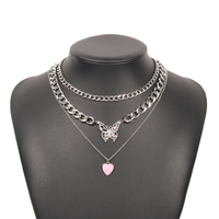 Modern Style Sweet Simple Style Heart Shape Alloy Enamel Inlay Rhinestones Women's Necklace sku image 1