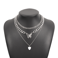 Modern Style Sweet Simple Style Heart Shape Alloy Enamel Inlay Rhinestones Women's Necklace sku image 4