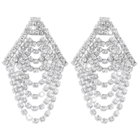 1 Pair Modern Style Simple Style Shiny Tassel Inlay Alloy Rhinestones Drop Earrings sku image 1