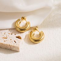 1 Pair Casual C Shape Plating Stainless Steel 14k Gold Plated Ear Studs main image 3