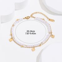 Sweet Heart Shape Stainless Steel Artificial Pearl Beaded Plating 18k Gold Plated Women's Anklet main image 3