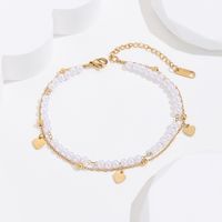 Sweet Heart Shape Stainless Steel Artificial Pearl Beaded Plating 18k Gold Plated Women's Anklet main image 5