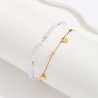 Sucré Forme De Cœur Acier Inoxydable Perle Artificielle Perlé Placage Plaqué Or 18k Femmes Bracelet De Cheville main image 6