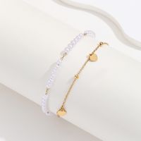 Sweet Heart Shape Stainless Steel Artificial Pearl Beaded Plating 18k Gold Plated Women's Anklet main image 1