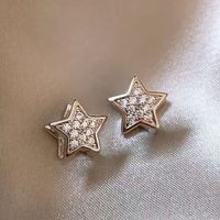 1 Pair Elegant Sweet Star Plating Inlay Alloy Rhinestones Ear Studs main image 1