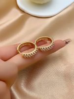 1 Pair Casual Simple Style Round Plating Inlay Copper Zircon K Gold Plated Hoop Earrings main image 7
