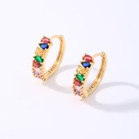 1 Pair Casual Simple Style Round Plating Inlay Copper Zircon K Gold Plated Hoop Earrings main image 9