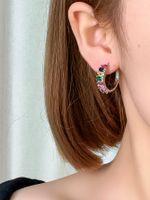 1 Pair Casual Simple Style Round Plating Inlay Copper Zircon K Gold Plated Hoop Earrings main image 5