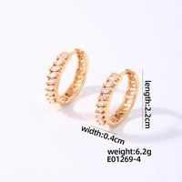 1 Pair Casual Simple Style Round Plating Inlay Copper Zircon K Gold Plated Hoop Earrings sku image 3