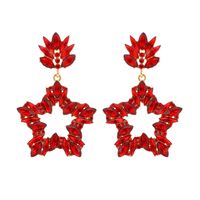 Wholesale Jewelry Glam Luxurious Shiny Pentagram Zinc Alloy Rhinestones Plating Hollow Out Inlay Dangling Earrings main image 3