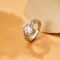 Modern Style Water Droplets Copper Plating Hollow Out Inlay Rhinestones Zircon White Gold Plated Rings main image 1
