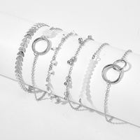 Retro Multi-layer Fishbone Chain Small Flower Leaf Bracelet 6-piece Set sku image 3