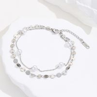 Simple Style Round Stainless Steel Imitation Pearl Layered Women's Anklet main image 3