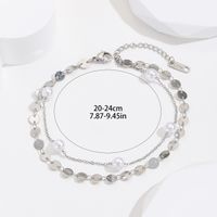 Simple Style Round Stainless Steel Imitation Pearl Layered Women's Anklet main image 4