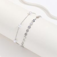 Simple Style Round Stainless Steel Imitation Pearl Layered Women's Anklet main image 2